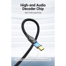 Кабель Audio Type-C-2RCA Vention M/2xM Cotton gold-plated 1.5m Black (BGUHG)