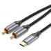Кабель Audio Type-C-2RCA Vention M/2xM Cotton gold-plated 1.5m Black (BGUHG)
