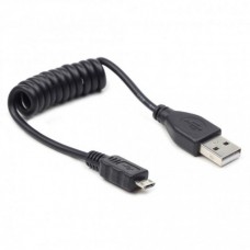 Кабель USB-MicroUSB Gembird 0.6m спиральный Black