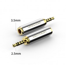 Адаптер Audio 2.5мм-3.5мм Vention F/M gold-plated Silver (VAB-S02)