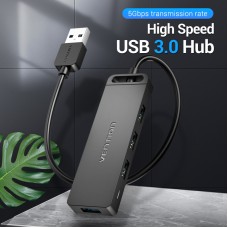 USB HUB Vention 5 в 1 USB-MicroUSB 4USB 3.0 5Gbps 2A 1m Black (CHLBF)