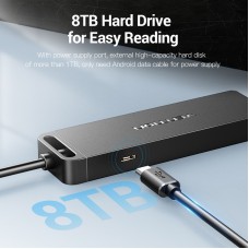 USB HUB Vention 5 в 1 USB-MicroUSB 4USB 3.0 5Gbps 2A 1m Black (CHLBF)