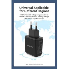 Сетевое зарядное устройство 2USB Vention 36W QC3.0 3.4A Black (QC79-EU-B)
