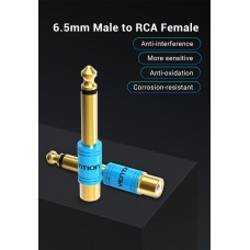 Адаптер Audio 6.35мм-RCA Vention M/F gold-plated Blue (VDD-C03)