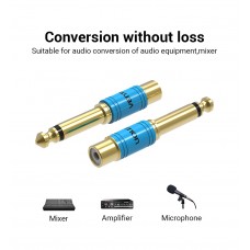 Адаптер Audio 6.35мм-RCA Vention M/F gold-plated Blue (VDD-C03)