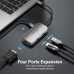 USB HUB 4 в 1 Vention Type-C-HDMI-VGA-USB 1USB 3.0 1Type-C 3.1 PD 100W 4K 30Hz 5Gbps 0.15m Grey (TOAHB)