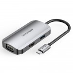 USB HUB 4 в 1 Vention Type-C-HDMI-VGA-USB 1USB 3.0 1Type-C 3.1 PD 100W 4K 30Hz 5Gbps 0.15m Grey (TOAHB) USB HUB 4 в 1 Vention Type-C-HDMI-VGA-USB 1USB 3.0 1Type-C 3.1 PD 100W 4K 30Hz 5Gbps 0.15m Grey (TOAHB)