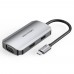 USB HUB 4 в 1 Vention Type-C-HDMI-VGA-USB 1USB 3.0 1Type-C 3.1 PD 100W 4K 30Hz 5Gbps 0.15m Grey (TOAHB)