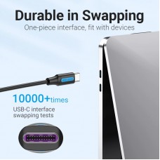 Кабель Type-C-Type-C Vention TPE Round PD 100W 5A 480Mbps 1m Black (COTBF)