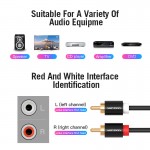 Кабель Audio 2RCA-2RCA Vention F/F 29К gold-plated 29 AWG 1m Metal Shell Black (VAB-R06-B100)