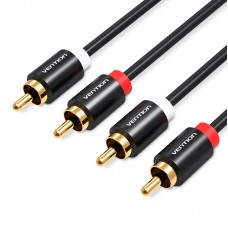 Кабель Audio 2RCA-2RCA Vention F/F 29К gold-plated 29 AWG 1m Metal Shell Black (VAB-R06-B100)