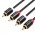 Кабель Audio 2RCA-2RCA Vention F/F 29К gold-plated 29 AWG 1m Metal Shell Black (VAB-R06-B100)