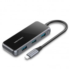 USB HUB Vention 5 в 1 Type-C-HDMI-USB-PD 4USB 3.0 87W 4K 30Hz 0.15m Black (TFDHB)
