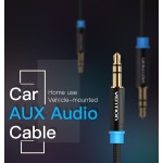 Кабель Audio Aux 3.5мм-3.5мм M/M Vention gold-plated 1.5m Black (P350AC150-B-M)