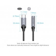 Адаптер Type-C-3.5мм Vention DAC Chip CTIA-OMTP 0.1m Black (BGMHA)