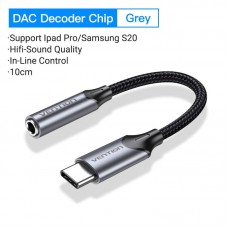 Адаптер Type-C-3.5мм Vention DAC Chip CTIA-OMTP 0.1m Black (BGMHA)