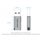 Адаптер Type-C-USB 3.0 Vention AluminIum nickel-plated M/F 5Gbps 3A Gray (CDPH0)