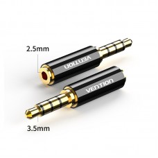 Адаптер Audio 2.5мм-3.5мм Vention M/F gold-plated Black (BFBB0)