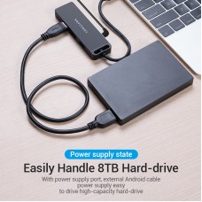 USB HUB Vention 4 в 1 Type-C-USB-MicroUSB 4USB 3.0 5Gbps 0.15m Black (TGKBB)