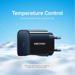 Сетевое зарядное устройство Vention 1Type-C 20W 3A + USB-C to Lightning cable М-М Black