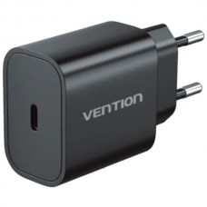 Сетевое зарядное устройство Vention 1Type-C 20W 3A + USB-C to Lightning cable М-М Black