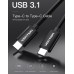 Кабель Type-C-Type-C 3.1 Vention PVC Shell Thunderbolt 3 4K 60Hz PD 60W 3A 5Gbps nickel-plated 0.5m Black (CAUBD)