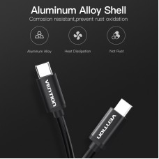 Кабель Type-C-Type-C 3.1 Vention PVC Shell Thunderbolt 3 4K 60Hz PD 60W 3A 5Gbps nickel-plated 0.5m Black (CAUBD)