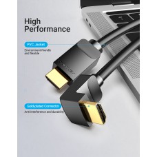 Кабель HDMI-HDMI v.2.0 Vention 4K 60Hz 18Gbps 30AWG 90 HDR Video gold-plated 5m Black (AAR-E)