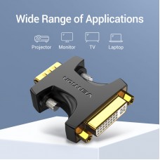 Адаптер DVI-I-VGA Vention (24 + 5) 1080P 60Hz M/F Upgraded Black (DDDB0)