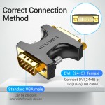 Адаптер DVI-I-VGA Vention (24 + 5) 1080P 60Hz M/F Upgraded Black (DDDB0)