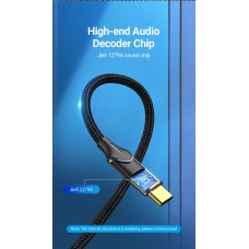 Кабель Audio Type-C-2RCA Vention M/2xF Cotton gold-plated 1m Black (BGVBF)