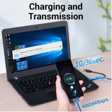 Кабель 2in1 USB-Type-C 2.0 Vention M/2xM PVC Round nickel-plated 3A 480Mbps 0.5m Black (CQKBD)