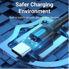 Кабель 2in1 USB-Type-C 2.0 Vention M/2xM PVC Round nickel-plated 3A 480Mbps 0.5m Black (CQKBD)