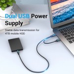 Кабель 2in1 USB-Type-C 2.0 Vention M/2xM PVC Round nickel-plated 3A 480Mbps 0.5m Black (CQKBD)
