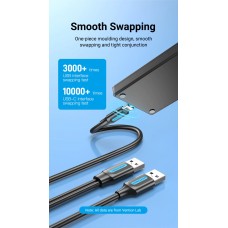Кабель 2in1 USB-Type-C 2.0 Vention M/2xM PVC Round nickel-plated 3A 480Mbps 0.5m Black (CQKBD)