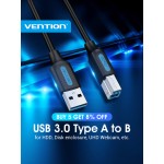 Кабель USB-Type-B 3.0 Vention PVC 1m 5Gbps Black (COOBF)