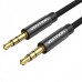 Кабель Audio Aux 3.5мм-3.5мм Vention F/F Fabric Braided gold-plated 3m Black (BAGBI)