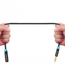 Удлинитель Audio Aux 3.5мм-3.5мм M/F Vention gold-plated 1m Black (VAB-B06-B100-M)