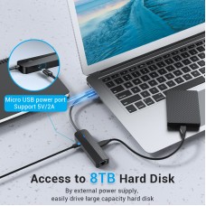 USB HUB Vention USB-MicroUSB-RJ45 3USB 2.0 Ethernet Adapter 100Mbps, 0.15m