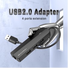 USB HUB Vention USB-MicroUSB-RJ45 3USB 2.0 Ethernet Adapter 100Mbps, 0.15m