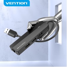 USB HUB Vention USB-MicroUSB-RJ45 3USB 2.0 Ethernet Adapter 100Mbps, 0.15m