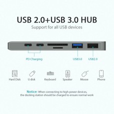 USB HUB 7 в 1 Vention Aluminum Type-C-HDMI 2USB 3.1 Card Reader