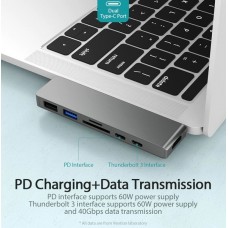 USB HUB 7 в 1 Vention Aluminum Type-C-HDMI 2USB 3.1 Card Reader