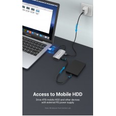 USB HUB 5 в 1 Vention Type-C-USB 4USB 3.0 PD 100W 5Gbps, 0.15m