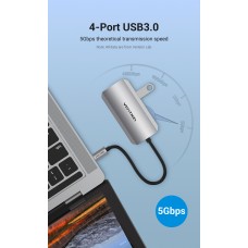 USB HUB 5 в 1 Vention Type-C-USB 4USB 3.0 PD 100W 5Gbps, 0.15m