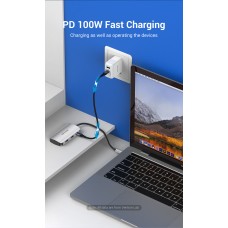 USB HUB 5 в 1 Vention Type-C-USB 4USB 3.0 PD 100W 5Gbps, 0.15m