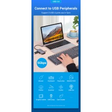 USB HUB 5 в 1 Vention Type-C-USB 4USB 3.0 2Type-C 3.1 1Gen PD 100W 5Gbps, 0.15m