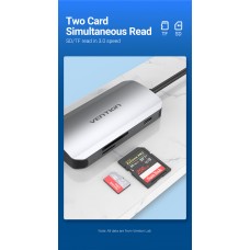 USB HUB 6 в 1 Vention Type-C-SD-TF-USB 3USB 3.0 1Type-C 3.1 PD 100W 5Gbps, 0.15m