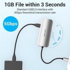 USB HUB 5 в 1 Vention Type-C-HDMI-USB 3USB 3.0 1Type-C 3.1 PD 100W 4K 30Hz 5Gbps, 0.15m