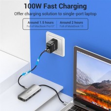 USB HUB 5 в 1 Vention Type-C-HDMI-USB 3USB 3.0 1Type-C 3.1 PD 100W 4K 30Hz 5Gbps, 0.15m